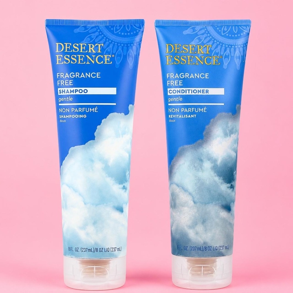 Desert Essence Fragrance Free Shampoo & Conditioner set NEW Gentle 8 oz